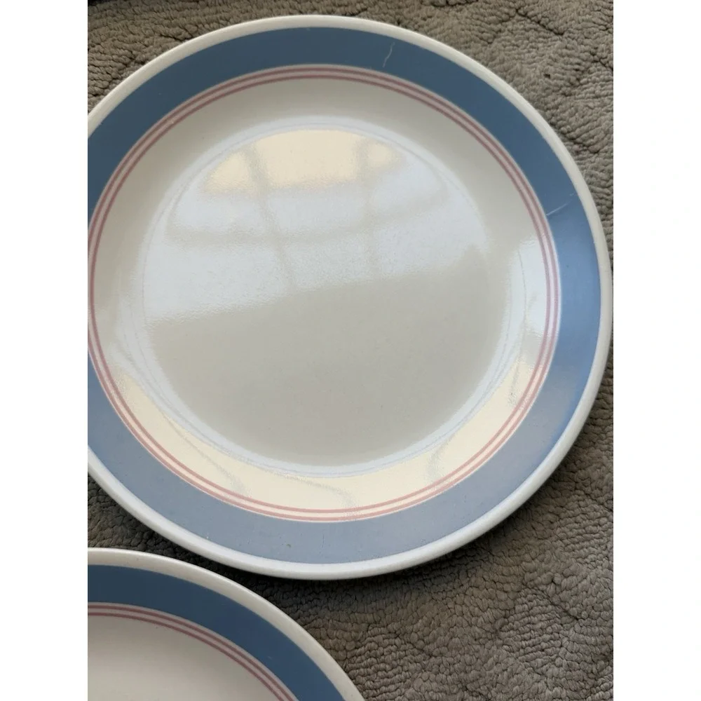 Corelle Colonial Blue Pink Ring Dinner Plate-set of 3